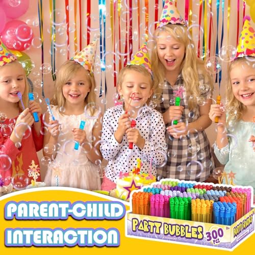 Birthday Party Favors for Kids, 300 Pcs Mini Bubble Wands 20 Color Bulk Box | Christmas Stuffers, Wedding Celebration, Thanksgiving New Year, Bath Time, Summer Outdoor Gifts, Girls Boys Treats Rewards - style: bubble bulk