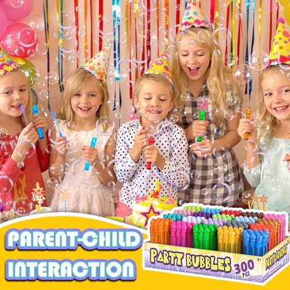 Birthday Party Favors for Kids, 300 Pcs Mini Bubble Wands 20 Color Bulk Box | Christmas Stuffers, Wedding Celebration, Thanksgiving New Year, Bath Time, Summer Outdoor Gifts, Girls Boys Treats Rewards - style: bubble bulk