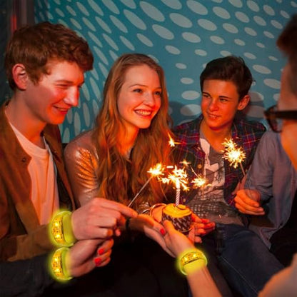 24 Pcs LED Glow Bracelets Sound Activated Led Flashing Bracelet Music Control Light Up Bracelets,Glow in The Dark Party Supplies For Birthday Carnival Concerts Night Events Christmas Gift (yellow) - color: Yellow