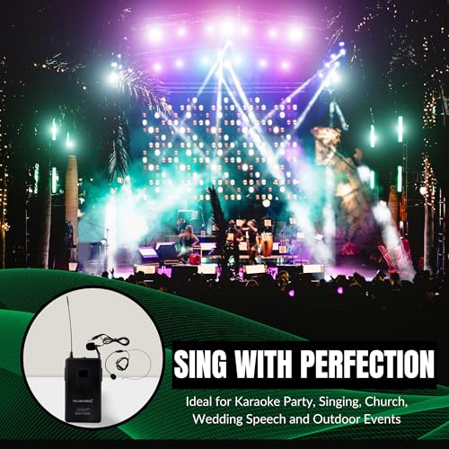U4LL 4-Channel Professional UHF Wireless Microphone System | with Lapel/Lavalier & Headset for Conference, Church, Party with Independent Volume Controls - size: 4-Channel