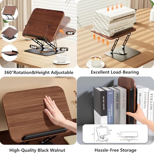 2-in-1 Adjustable Floor & Desktop Music Book Stand, Black | Detachable Reading Holder, Height 36"-62", 360° Rotating, For Music, Laptop, Cookbook - color: Black