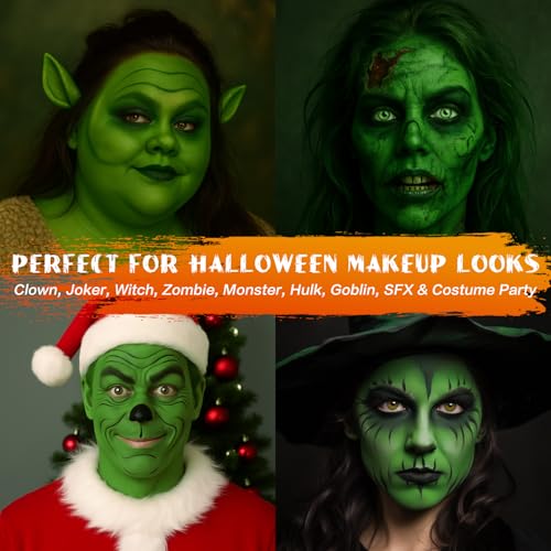 BOBISUKA Light Green Face Body Paint Stick Washable Water-Based Face Paint Makeup Stick for Halloween Witch, Zombie, Hulk, Goblin, Camo, Hunting, Cosplay, SFX, Sports Eye Black & Costume Party - color: Light Green
