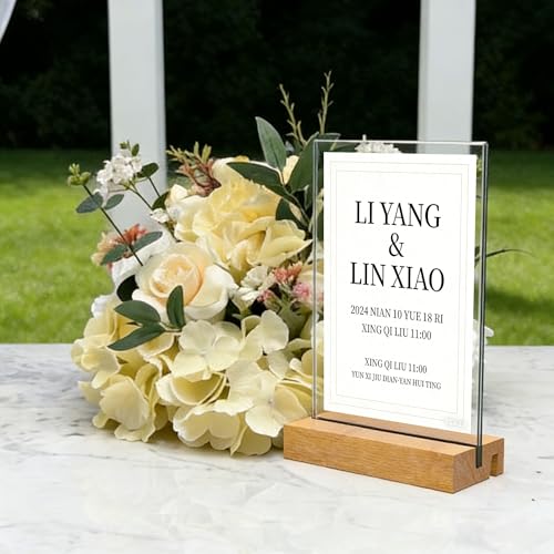 5x7 Inch Acrylic Sign Holder with Wood Base Vertical and Slant Displays(3 Pack 5*7") - size: 3 Pack 5*7"