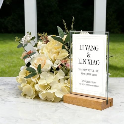 5x7 Inch Acrylic Sign Holder with Wood Base Vertical and Slant Displays(3 Pack 5*7") - size: 3 Pack 5*7"