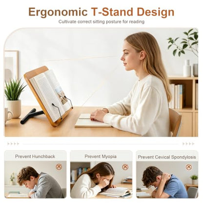 2-in-1 Floor & Desktop Music Book Stand, Adjustable Height 19.7-51.2 in | Dual-use Detachable Reading Stand, Features Storage Tray and Page Clips for Sheet Music, Laptops & Cookbooks - color: Brown