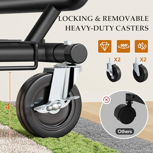 Gewudraw Clothes Rack Heavy Duty Load 900 Lbs With Wheels, Double Rod,Black | Rolling Clothing Rack, Adjustable Height, Extendable Rod, Portable, Collapsible, Shelf, Hooks,for Wardrobe,Bedroom,Commercial - color: Black, style: Double Rod