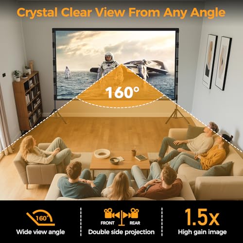 100 Inch Projector Screen with Stand, Portable Outdoor Movie Screen - size: 120"-275x200cm