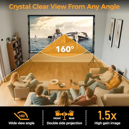 100 Inch Projector Screen with Stand, Portable Outdoor Movie Screen - size: 120"-275x200cm