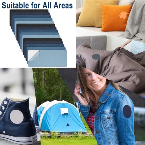 Amrules Iron Patches, 15 Pcs Denim Colors Fabric Repair Kit, 5.1" x 11" - color: Denim Blue, size: 5.1"x11"-15PCS