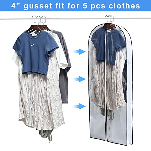 MsKitchen Hanging Clothes Storage with 4" Gusseted Garment Covers (Set of 6) - Clear Suit, Gown, Long Coat, Dress Protectors for Closet - 24"x 50"x 4" / 6 Pack - size: 24"x50"x4"/ 6 Pack