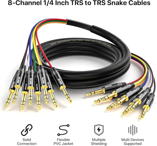EBXYA 8-Channel 1/4 Inch TRS to TRS Snake Cables,Recording Snake Cable - size: 8-Channel 15 Feet, style: TRS to TRS