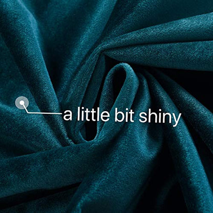 Roslynwood Velvet Peacock Blue Curtain 72 inches Long - Curtains Block Light Rod Pocket Thermal Insulated Window Drapes Set for Living Room/Bedroom/Dining Room,W52 x L72, 2 Panels - color: Peacock Blue, size: 52"W x 72"L (Pack of 2)