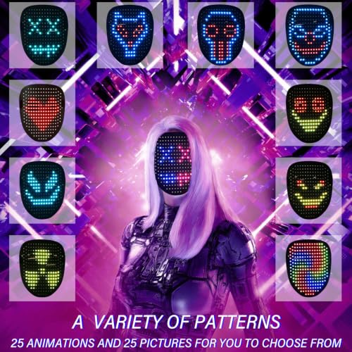 Depointer Life LED Mask Gesture Sensing Light up Mask Cool Gifts for Kids | Halloween Costumes,Christmas,Boy Gifts,Coolest Gifts,Trunk or Treat,USB-C Rechargeable,Suitable for Adults And Children - style: Rechargeable Mask
