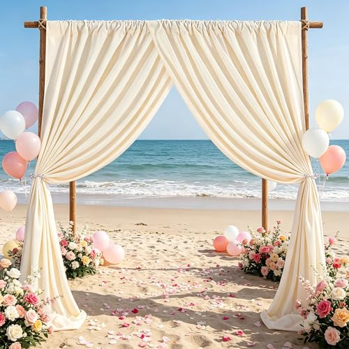 Beige Backdrop Curtains 10ftx8ft Wedding Polyester Photo Drapes - color: Beige, size: 2 Panels 5ft X 8ft