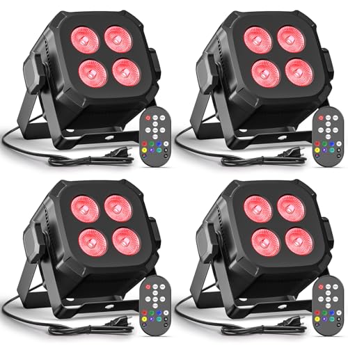 Mini Led Stage Lights, Corded 4 * 8w Led Par Lights, Lightweight RGBW 4 in 1 LED Stage Lights with DMX512, Sound-Activated Controlled, 4/8 CH Par Lights for Party, Home, Disco, 4 Pack - color: 4 Pack