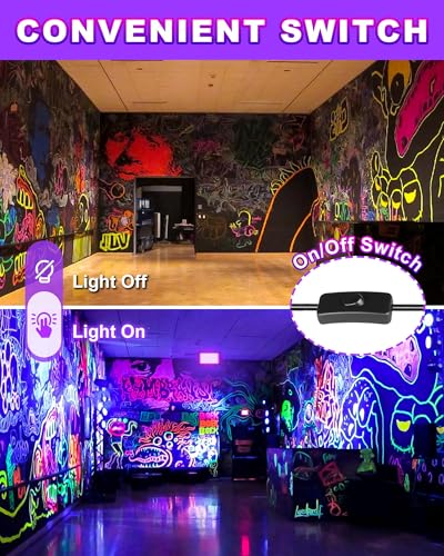2 Pack 150W LED Black Light for Halloween, Waterproof Blacklight Glow Party | Neon Party, Birthday, IP66, Outdoor, Body Paint, Fluorescent Poster Tapestry, Bedroom, Classroom, 10ft Cord & Plug & Switch - style: 150W-2Pack