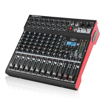 8 Channel Audio Mixer with Bluetooth, 99 DSP Effects - color: 8-Channel