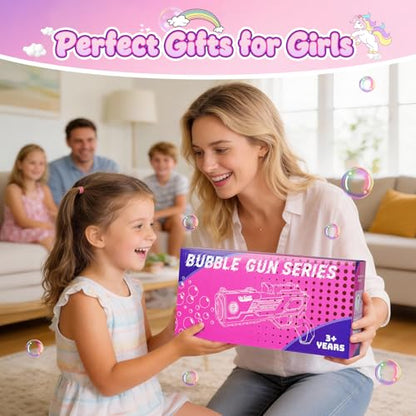 Unicorn-Bubble Gun：Unicorn Toys for Girls Age 4-6, Outdoor Toys for Kids Ages 4-8, 3+ Year Old Girl Gifts, Easter, Summer, Wedding, Party Favors, Halloween, Birthday Gifts