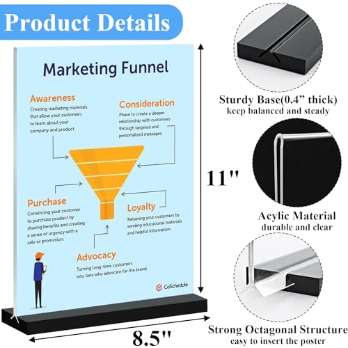 Acrylic Sign Holder 8.5x11 Vertical,Clear Double-Sided Stand Plastic Picture Frames Paper Holder Menu Table Display Stand Flyer Document Holder Tabletop Sign Holder for Home, Store Office,2Pack - size: Vertical 2 Pack 8.5x11