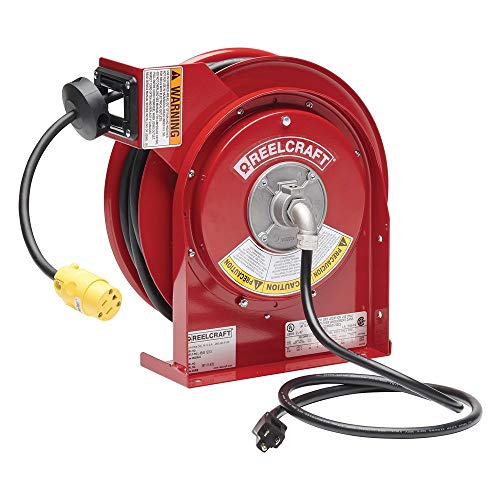 Reelcraft L-4545-123-3 Spring Driven Cord Reel with 45-Feet of 12/3 Cord and Single Outlet - size: 15 AMP