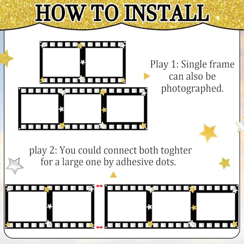Large Fabric Movies Theme Photo Booth Props Film Themed Party Decoration Movie Theater Photo Frame Camera Action Party Backdrop Movie Theater Hanging for Film Favor Night Theme Birthday Supplies