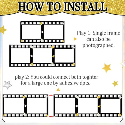 Large Fabric Movies Theme Photo Booth Props Film Themed Party Decoration Movie Theater Photo Frame Camera Action Party Backdrop Movie Theater Hanging for Film Favor Night Theme Birthday Supplies