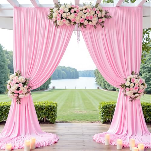 10ft x 8ft Wrinkle Free Pink Backdrop Curtain Drapes, Thick Polyester Baby Pink Backdrop for Girls Birthday Wedding Party Background Baby Shower - color: Pink, size: 10ftx8ft