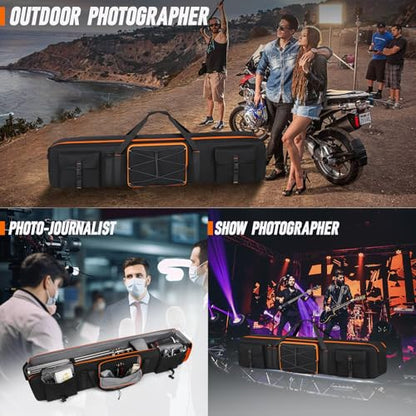 Tripod Carrying Case,50 Inch Tripod Light Stand and Photography Lighting Kit Bag,Photo Studio Equipment Large Carrying Bag with Removable Padding,for Tripods,Monopods,Speaker Stands,Mic Stand - size: 50*9.8*9.6in