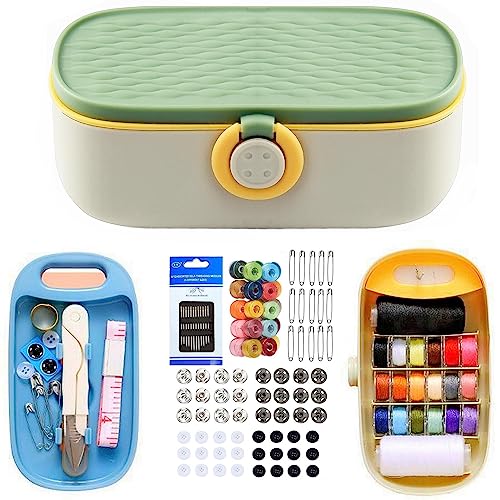 WANSHUNLMI Travel Portable Sewing Kit Organizer Basic with Sewing Supplies & Accessories for Adults,Beginner,Home,Emergency Including Scissors,Measure Tape,Needle Threader and More - color: Green Sewing Kit