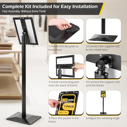 Dyna-Living Sign Holder Stand 8.5 x 11 Inch Sign Stands for Display, 1 Pack Heavy-duty Pedestal Sign Holder, Adjustable Floor Standing Signs Holders, Poster Holders Stand for A4 Advertising - size: 8.5'' x 11''-1 Pack