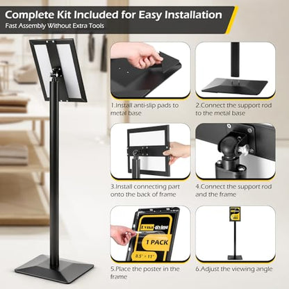 Dyna-Living Sign Holder Stand 8.5 x 11 Inch Sign Stands for Display, 1 Pack Heavy-duty Pedestal Sign Holder, Adjustable Floor Standing Signs Holders, Poster Holders Stand for A4 Advertising - size: 8.5'' x 11''-1 Pack