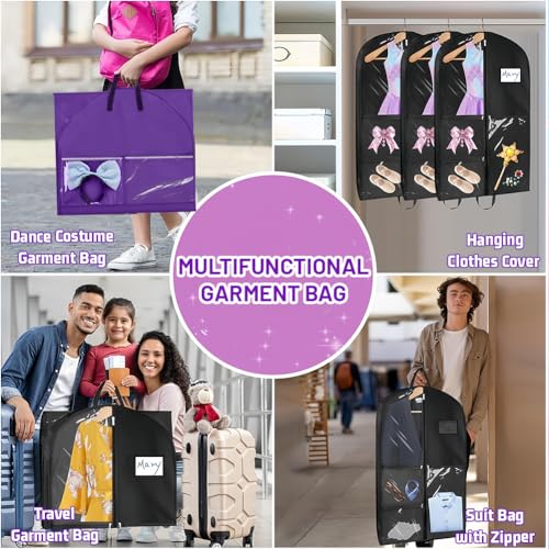 Dance Garment Bag with Zipper, 40 inch Garment Bags for Hanging Clothes, Kids Dance Recital Bags, Cheer Uniform Garment Bag for Wardrobe and Travel, Purple