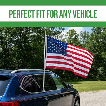 Car Window Flag Pole by Custom Boss Customizable Flag with Picture USA Made | 12x17 Inch Custom Car Flags for Windows, Customized Flags with Pictures, Car Flag Pole Stand and Automotive Flags - color: Car Flag