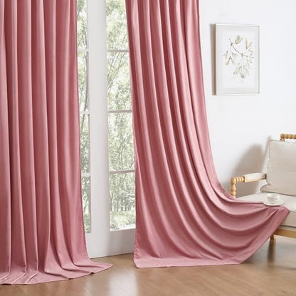 Manyshofu Pink Velvet Curtains, 2 Panels Blackout 52x96 | Luxurious Velvet Feel, Thermal Insulated Noise Reducing, Dual Back Tab And Rod Pocket Hanging, Machine Wash Fade-Resistant - color: Pink, size: 52"W x 96"L (Pack of 2)