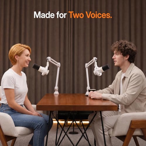 MAONO PD200W Hybrid Wireless Podcast Microphone for PC, Dynamic XLR USB Mic - color: White