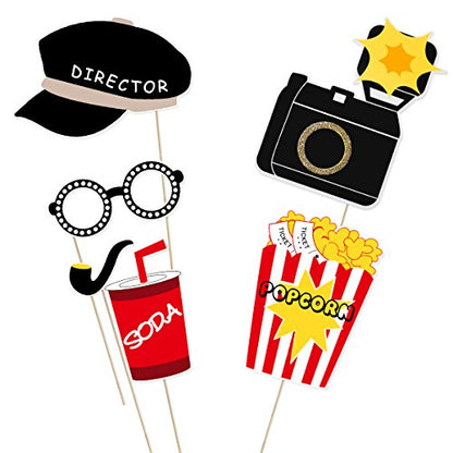 BESTOYARD Movie Night Photo Booth Props 21-Piece Kit – Cardboard Cutouts for Birthday, Prom & Themed Parties, Funny Props for Kids & Adults