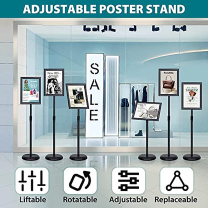 6Packs Sign Holder Stand 8.5 x 11 - Adjustable Heavy Duty Poster Sign Stands for Display 8.5 x 11 - Floor Standing Sign Holder for Vertical and Horizontal Sign Displayed(Black) - size: 8.5"x11" 6pack