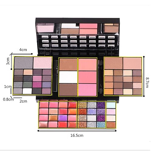 Makeup Kit for Women Full Kit including 36 Eyeshadow Make up,16 Lip Gloss,12 Glitter Cream, 4 Concealer, 3 Blusher,1 Bronzer, 2 Highlight and Contour - All in One Make-up Kit 74 Colors