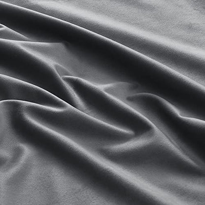 Pony Dance Dim Gray Blackout Velvet Curtains 96 inches Long - Block Light Thermal Insulated Velour Rod Pocket Drapes for Bedroom and Living Room, Dim Gray, W52 x L96, 2 Panels - color: Dim Gray, size: 52"W x 96"L (Pack of 2)