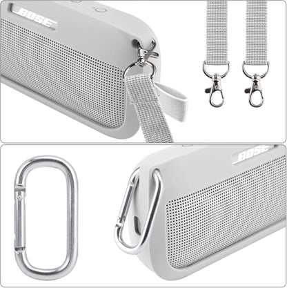 co2CREA Soft Silicone Case for Bose SoundLink Flex Bluetooth Speaker, White - color: White Smoke Case