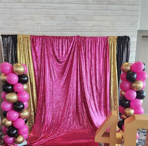 JYFLZQ Hot Pink Sequin Backdrop Curtains for Party 2ft x 8ft 2Panel - color: Hot Pink, size: 2 ft x 8 ft - 2 Panels