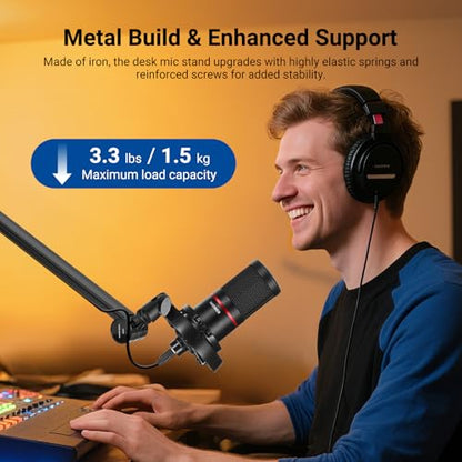 NEEWER BASICS Microphone Boom Arm, 31" Flexible Mic Desk Stand Mount, Compatible with Blue Yeti FIFINE AM8 K669B HyperX QuadCast S SoloCast AT2020 Shure SM7B MV7 for Gaming Streaming Recording, MS050 - style: MS050