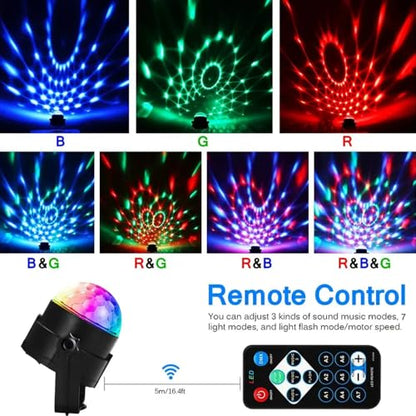 Sound Activated Party Lights with Disco Ball Dj Light | Disco Ball Light with Remote Control Dancing Lights, Strobe Lamp for Parties Supplies Birthday Christmas Bar KTV Decor