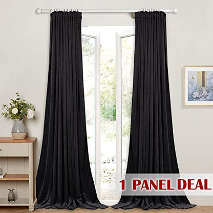 StangH Black Party Backdrops Velvet Curtains W72 x L120 inches 1 Panel | Retro Aesthetic Fullness Window Panels, Room Darkening Soundproof Drapes for Party Backdrops, Large Windows - color: Black, size: 72"W x 120"L (Pack of 1)
