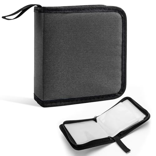 Car CD Case, 40 Capacity CD Storage Binder Wallet Zipper Protective Case, Portable Automotive DVD Disc Storage Organizer for Home Travel Office, Universal Car Accessories (Gray) - color: Gray