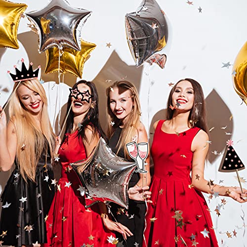 Zonon 24 Pcs Funny Photo Booth Props Set Black Gold Birthday,Rose Golden | Props for Wedding, Disco, Class Reunion Prom, Includes Mustache, Hats, Glasses, Ties, Lips, Crowns, Fun Party Accessories - color: Rose Golden