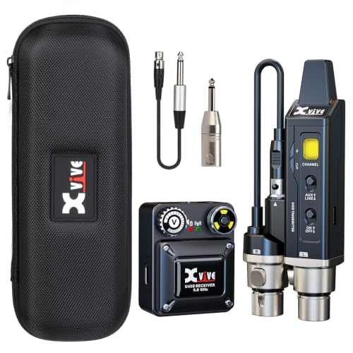 Xvive U45D True Stereo Wireless in-Ear Monitor System, 4 Monitoring Modes Stereo/L/R/Mix, 5.8GHz IEM for Musicians, Bands, Worship Teams, Dual XLR Inputs, Less Than 5ms Latency