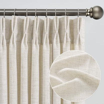 RAIN CITY Natural Custom Viral Curtains 130 Inches Long, Pinch Pleated Window Drapes for Living Room, Farmhouse Rustic Crude Extra Long Curtain 2 Panels Set 42 x 130-inch - color: Natural, size: 42"W x 130"L (Pack of 2)