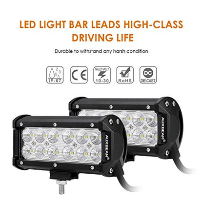 Auxbeam LED Light Bar 7Inch 36W Flood Led Off Road Driving Lights LED Work Lights Waterproof for Jeep Off-Road SUV Truck Car ATVs Boats (2 PCS) (Pack of 4) - size: 2Pcs 7" Flood (Pack of 4)