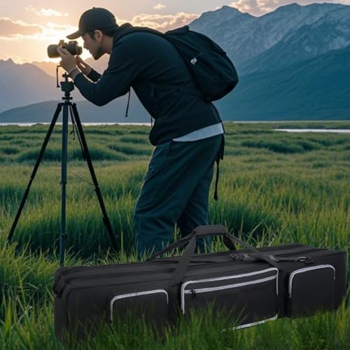 Tripod Carrying Case, 50.8" Heavy Duty Tripod Bag with Padded Divider | Light Stand Bag Dual Zipper Photo Studio Equipment Large Carrying Bag for Tripod, Monopods, Mic Stand, Tent Pole, Boom Stands - size: 50.8 x 9.4 x 9.8 IN